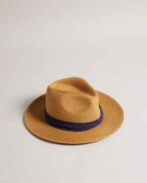 Chapeau Ted Baker Straw Marron Homme | QJL-00467947